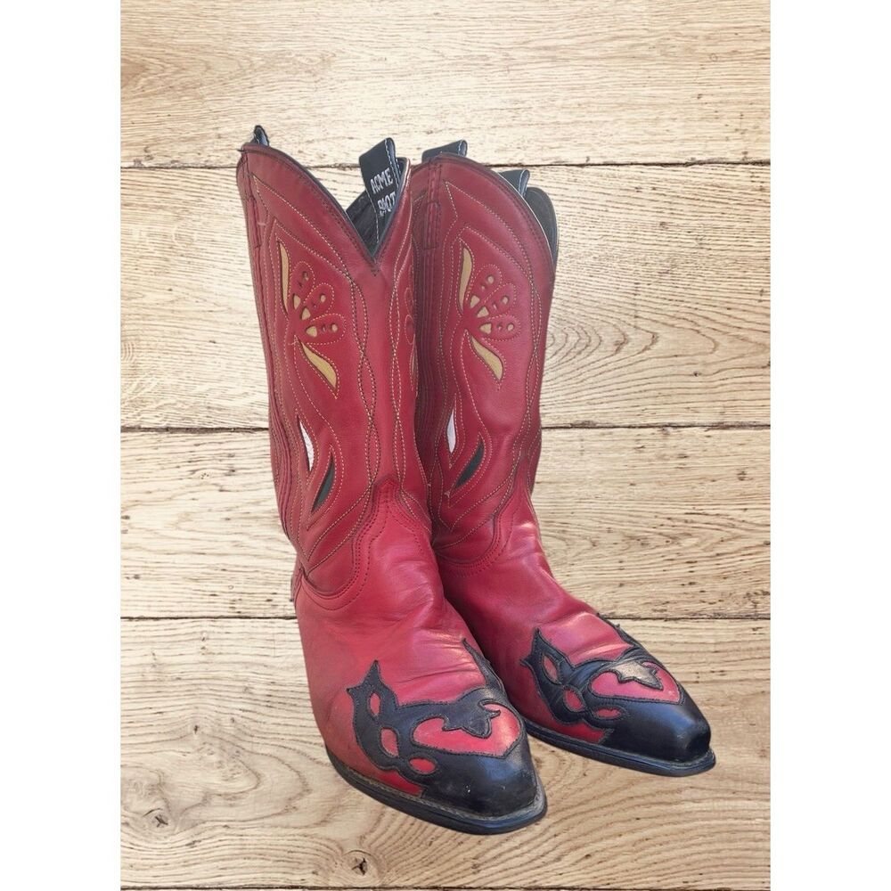 Rare Vintage ACME leather Western boots 7M - Picture 9 of 11